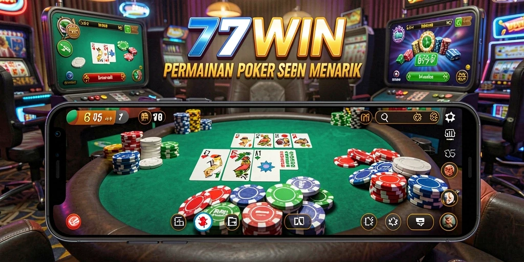 Tampilan gameplay Poker yang mendebarkan di 77WIN.