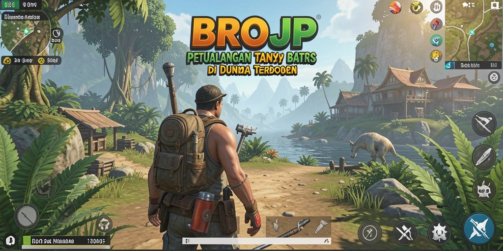 Screenshot BROJP menampilkan karakter dalam petualangan di dunia terbuka yang luas.