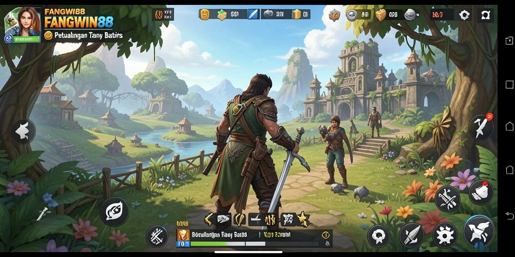 Screenshot gameplay FANGWIN88 menampilkan dunia terbuka yang menakjubkan.