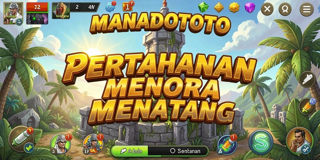 Tampilan gameplay <strong>MANADOTOTO</strong> menampilkan pertahanan menara yang strategis dan mendebarkan.