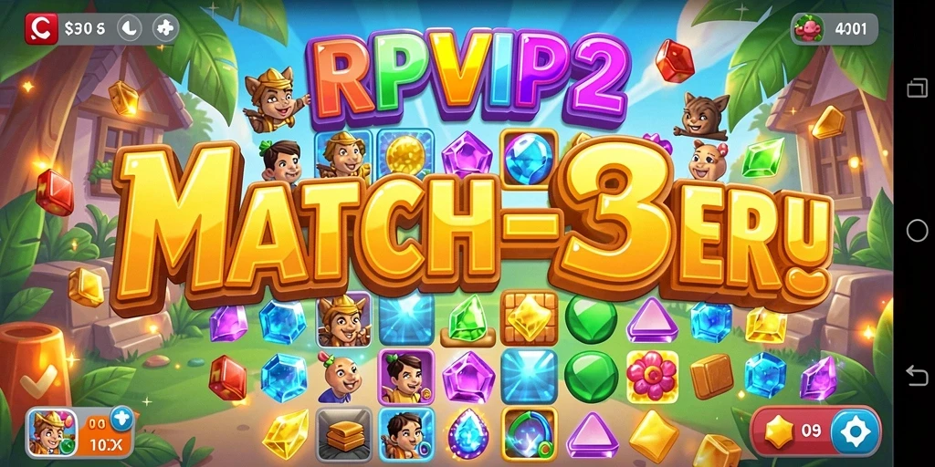 Gameplay seru RPVIP2 dengan momen mencocokkan item.