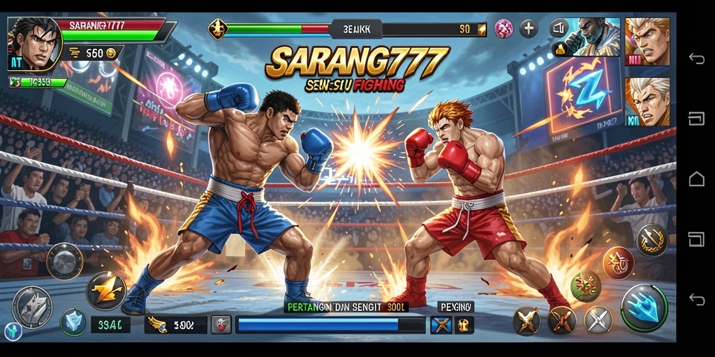 Tampilan aksi pertarungan seru dalam SARANG777.